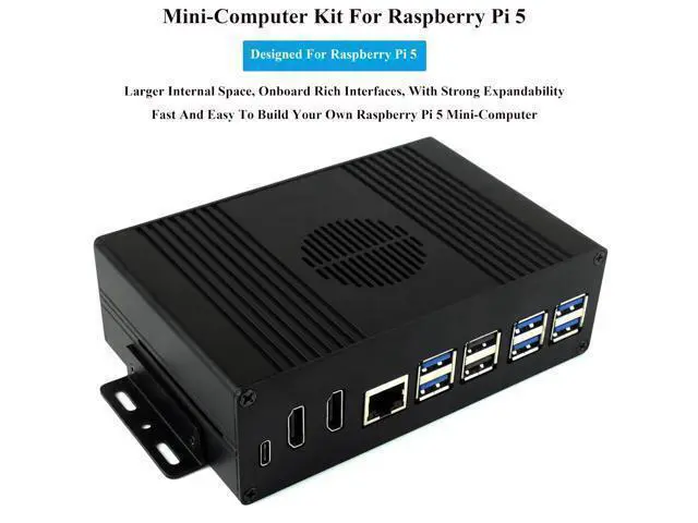 Alt view image 3 of 5 - Multi-Functional All-in-One Mini-Computer Kit Compatible with Raspberry Pi 5, Pi5 PCIe Box Includes Aluminum Alloy Case, PCIe to 4-CH USB3.2 Gen1 Adapter Board, Pi5 HDMI and Type-C Adapter Board