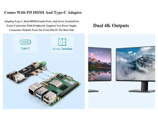 Alt view image 5 of 5 - Multi-Functional All-in-One Mini-Computer Kit Compatible with Raspberry Pi 5, Pi5 PCIe Box Includes Aluminum Alloy Case, PCIe to 4-CH USB3.2 Gen1 Adapter Board, Pi5 HDMI and Type-C Adapter Board