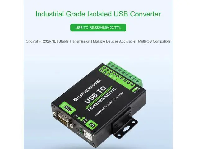 Alt view image 2 of 5 - USB to RS232/485/422/TTL(UART) Interface Converter, Industrial Isolated USB Converter Adapter, Adopt Original FT232RNL Chip,Multiple Protection,Compatible with Mac, Linux, Android, Windows