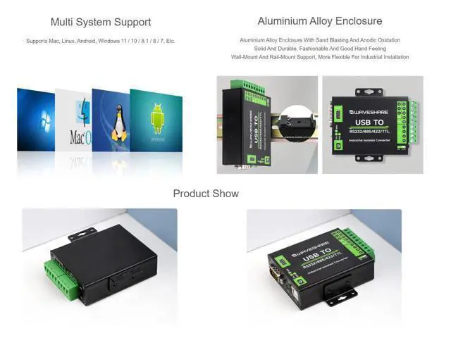 Alt view image 5 of 5 - USB to RS232/485/422/TTL(UART) Interface Converter, Industrial Isolated USB Converter Adapter, Adopt Original FT232RNL Chip,Multiple Protection,Compatible with Mac, Linux, Android, Windows