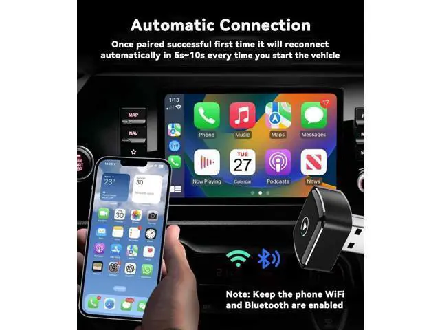 Alt view image 5 of 7 - Wireless CarPlay Adapter and Android Auto Wireless Adapter 2025 Upgrade 2 in 1, Mini USB/USB C Design Stable Connection for Wired Apple CarPlay, Compatible for iOS 10+ Android 11+