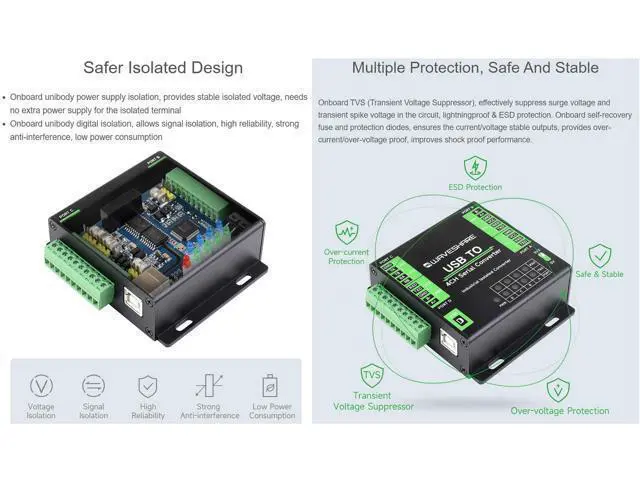 Alt view image 5 of 5 - Industrial USB to 4-CH, USB to RS232/485/422/TTL Serial Converter, Adopts FT4232HL Chip, Support Linux, Android, Windows 11/10 / 8.1/8 / 7, Safer Isolated Design