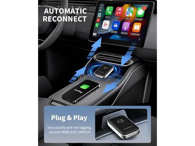 Alt view image 4 of 7 - Wireless CarPlay Adapter for iPhone, 2-in-1 CarPlay & Android Auto Mini Adapter for Cars, Convert Wired to Wireless with USB/Type-C, Stable Control No Delay for iOS 10 Android 11