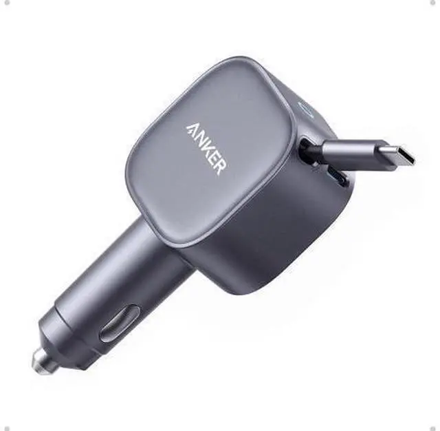 Main image of USB-C Car Charger 75W Max Ultra-Compact Type-C Fast Car Charger with Built-in Retractable Cable Car Adapter for iPhone 15/14 Series S24/S23 MacBookPro/Air iPad and More