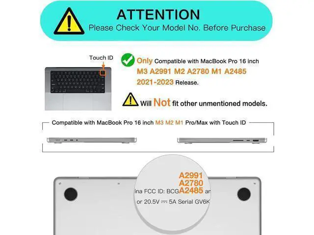 Alt view image 2 of 7 - BONAEVER For MacBook Pro 16 inch Case 2023 2022 2021 Release M3 A2991 M2 A2780 M1 A2485 Pro Max Chip Plastic Hard Shell Cover with Keybaord Cover & Screen Protector & Type C Adapter