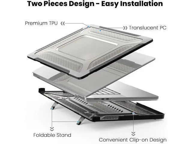 Alt view image 4 of 7 - BONAEVER For MacBook Pro 16 inch Case 2023 2022 2021 Release M3 A2991 M2 A2780 M1 A2485 Pro Max Chip Plastic Hard Shell Cover with Keybaord Cover & Screen Protector & Type C Adapter