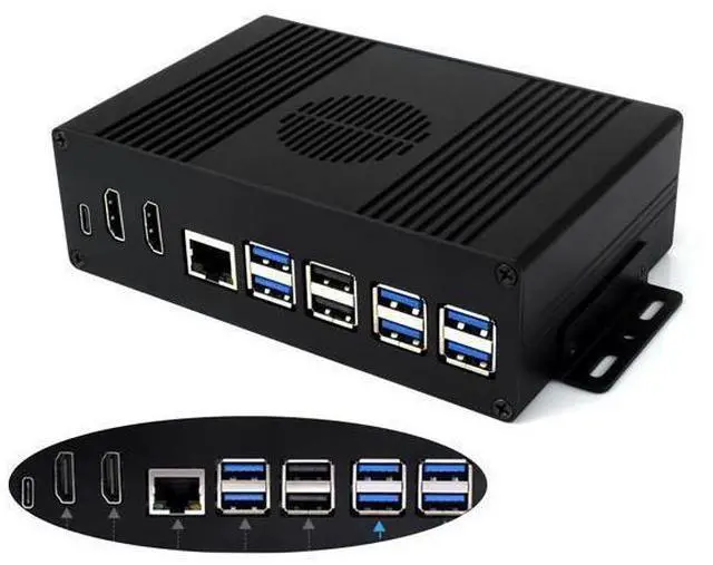 Main image of Multi-Functional All-in-One Mini-Computer Kit Compatible with Raspberry Pi 5, Pi5 PCIe Box Includes Aluminum Alloy Case, PCIe to 4-CH USB3.2 Gen1 Adapter Board, Pi5 HDMI and Type-C Adapter Board