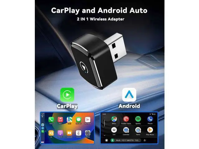 Alt view image 2 of 7 - Wireless CarPlay Adapter and Android Auto Wireless Adapter 2025 Upgrade 2 in 1, Mini USB/USB C Design Stable Connection for Wired Apple CarPlay, Compatible for iOS 10+ Android 11+