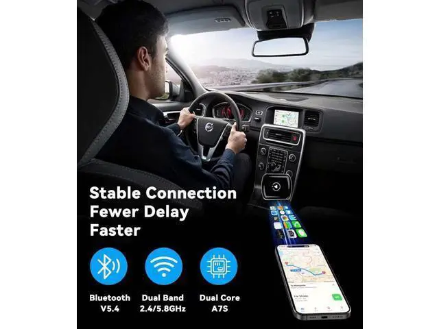 Alt view image 4 of 7 - Wireless CarPlay Adapter and Android Auto Wireless Adapter 2025 Upgrade 2 in 1, Mini USB/USB C Design Stable Connection for Wired Apple CarPlay, Compatible for iOS 10+ Android 11+