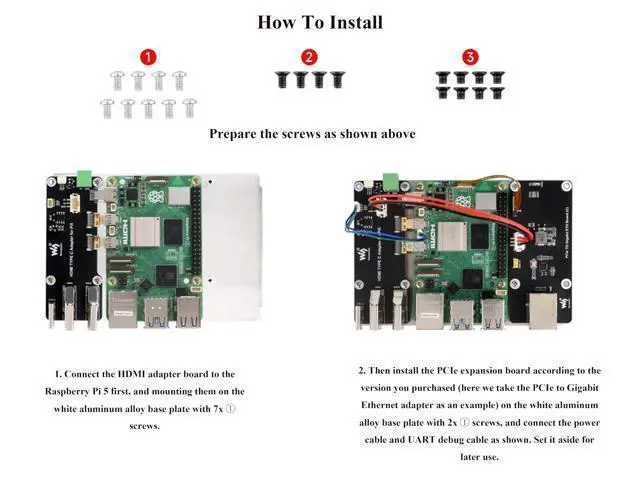 Alt view image 7 of 7 - Multi-Functional All-in-One Mini-Computer Kit Compatible with Raspberry Pi 5, Pi5 PCIe Box Includes Aluminum Alloy Case, PCIe to 4-CH USB3.2 Gen1 Adapter Board, Pi5 HDMI and Type-C Adapter Board