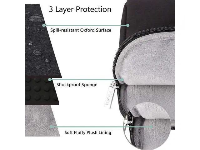 Alt view image 3 of 7 - Laptop Bag 15.6 Inch Waterproof Computer Sleeve Carrying Case with Shoulder Straps & Handle Compatible with Macbook Air 15 M2/M3/M4 MacBook Pro 15/16 15-16 Inch Hp Black
