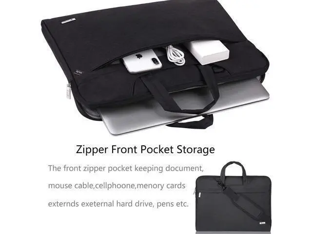 Alt view image 2 of 7 - Laptop Bag 15.6 Inch Waterproof Computer Sleeve Carrying Case with Shoulder Straps & Handle Compatible with Macbook Air 15 M2/M3/M4 MacBook Pro 15/16 15-16 Inch Hp Black