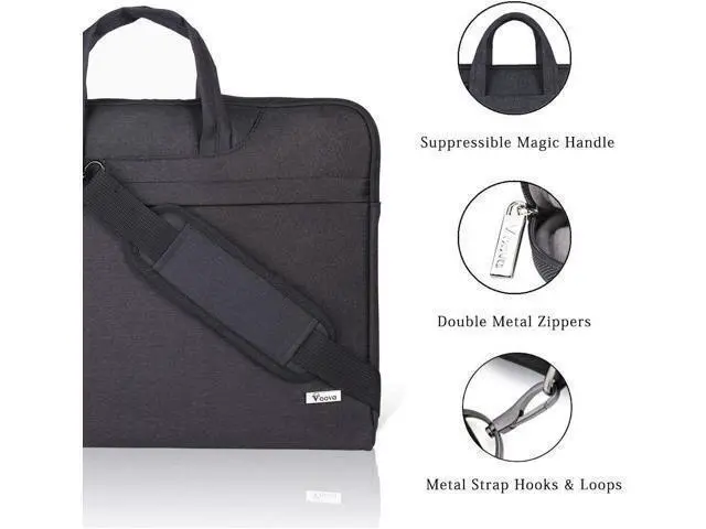Alt view image 5 of 7 - Laptop Bag 15.6 Inch Waterproof Computer Sleeve Carrying Case with Shoulder Straps & Handle Compatible with Macbook Air 15 M2/M3/M4 MacBook Pro 15/16 15-16 Inch Hp Black