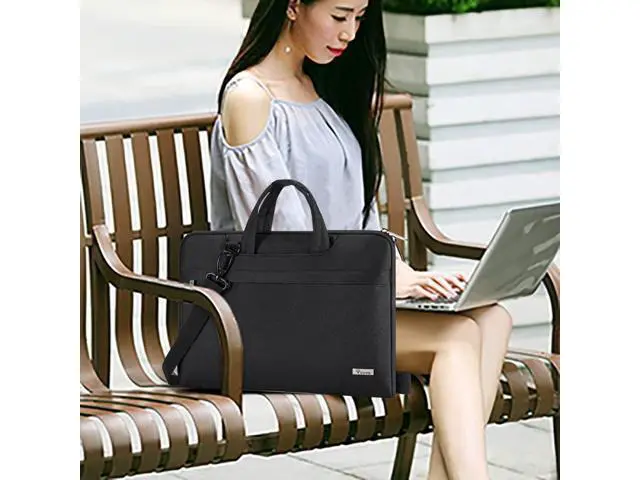 Alt view image 7 of 7 - Laptop Bag 15.6 Inch Waterproof Computer Sleeve Carrying Case with Shoulder Straps & Handle Compatible with Macbook Air 15 M2/M3/M4 MacBook Pro 15/16 15-16 Inch Hp Black