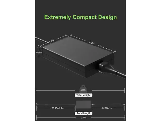 Alt view image 5 of 7 - 135W Charger Compatible with Nitro 5 7 V16 V15 V17 V14 AN515 AN517 AN715 N20C1 Aspire 7 VX 15 ConceptD Laptop C27 Z3 Z24 CA24I2 AIO Desktop AC Adapter