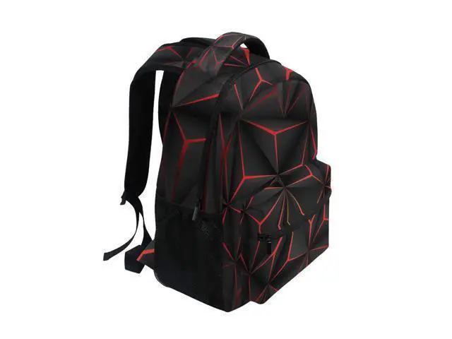 Alt view image 2 of 5 - ALAZA 3D Geometric Black Polygon Red Futuristic Large Backpack Personalized Laptop iPad Tablet Travel School Bag with Multiple Pockets