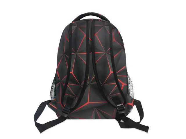 Alt view image 5 of 5 - ALAZA 3D Geometric Black Polygon Red Futuristic Large Backpack Personalized Laptop iPad Tablet Travel School Bag with Multiple Pockets