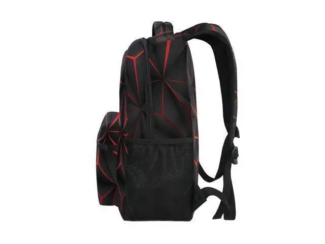 Alt view image 4 of 5 - ALAZA 3D Geometric Black Polygon Red Futuristic Large Backpack Personalized Laptop iPad Tablet Travel School Bag with Multiple Pockets