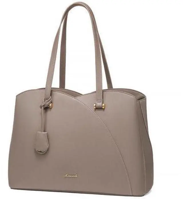 Main image of LOVEVOOK Teacher Tote Bag for Women, Work Bags Laptop Bag, Professional 15.6 Inch Leather Computer Bag, Large Purses Handbag Briefcase, Taupe