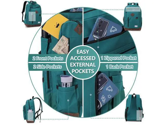 Alt view image 3 of 5 - Backpack for Men Women,Vonxury Water-resistant 15.6 Inch Laptop Bookbag for School Work Travel