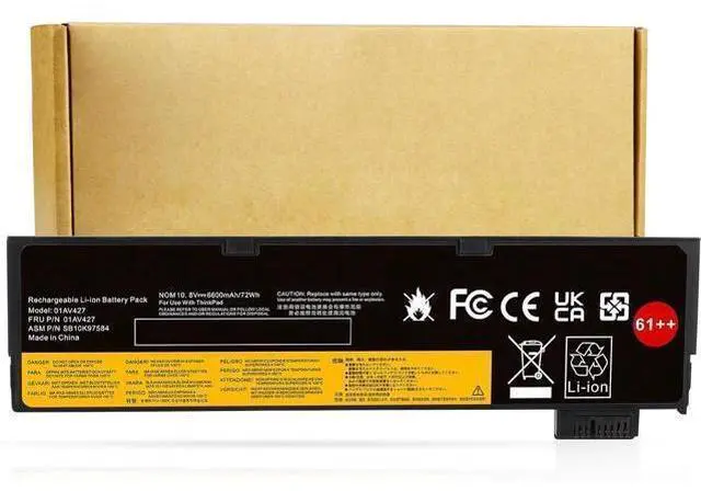 Main image of T480 T470 01AV427 61++ Laptop Battery Replacement for Lenovo Thinkpad A475 A485 T570 T580 TP25 P51S P52S Series Notebook 01AV492 01AV427 01AV428 01AV425 SB10K97584 SB10K97585 11.25V 72Wh 6000mAh