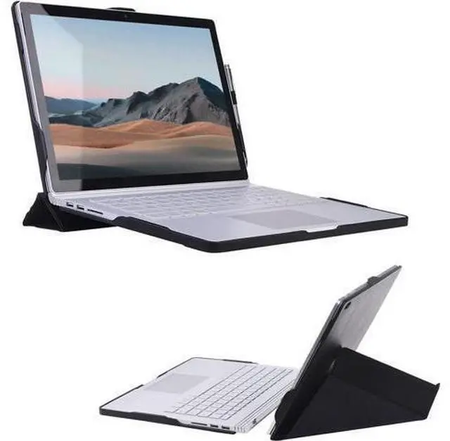 Main image of Case for 13.5 inch Microsoft Surface Book 3 / Surface Book 2 / Surface Book 1 (i7 CPU Only), Detachable PU Leather Protective Folio Protective Laptop Cover with Stand / Pencil Holder Black