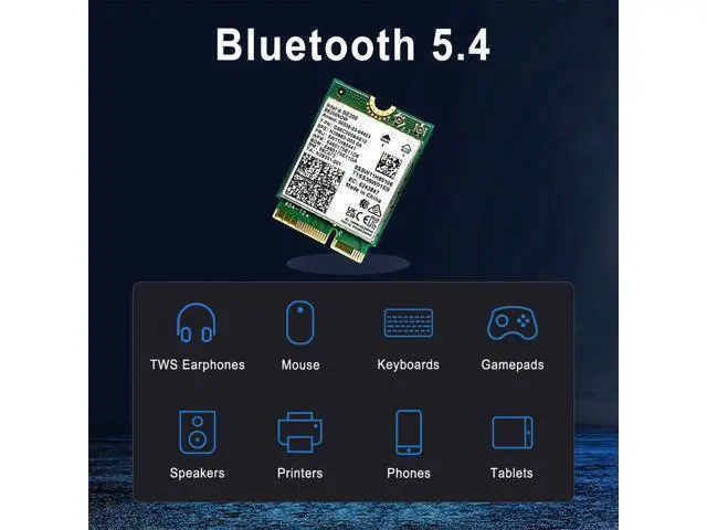 Alt view image 5 of 5 - WiFi 7 BE200NGW WiFi M.2 Card Tri-Band 802.11be WiFi Module, 6-Stream 9.3Gbps, Bluetooth 5.4, 4K QAM, 320MHz, 802.11BE Adapter for Laptop and PC, Support Windows 10/11 64bit (Not Support All AMD CPU)