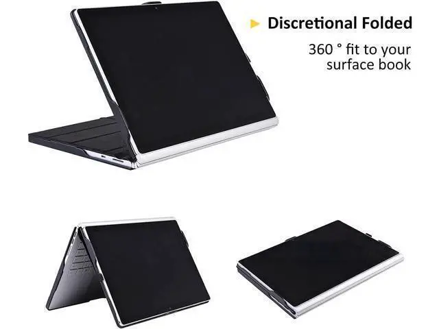 Alt view image 4 of 7 - Case for 13.5 inch Microsoft Surface Book 3 / Surface Book 2 / Surface Book 1 (i5 CPU Only), Detachable PU Leather Protective Folio Protective Laptop Cover with Stand / Pencil Holder Black