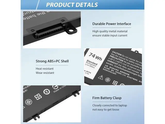 Alt view image 4 of 7 - 74WH 357F9 Laptop Battery Replacement for Dell Inspiron 15 7000 7557 7559 7566 7567 15 5000 Gaming 5576 5577 INS15PD Series P65F P65F001 00GFJ6 P57F P57F003 0GFJ6 71JF4 071FJ4 0357F9 357F9