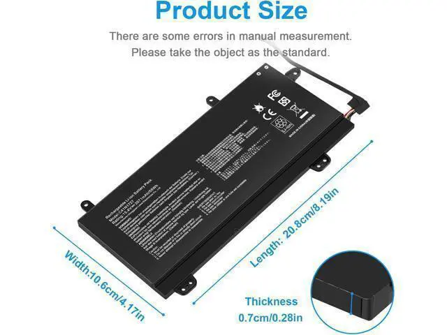 Alt view image 2 of 7 - C41N1727 Laptop Battery Replacement for Asus Zephyrus M GM501 GM501G GM501GM GM501GS ROG GU501 GU501G GU501GM GM501G-SEI006T GM501GS-EI015T GU501GM-BI7N8 GM501GM-EI005T GM501GS-EI003T 15.4V 55Wh