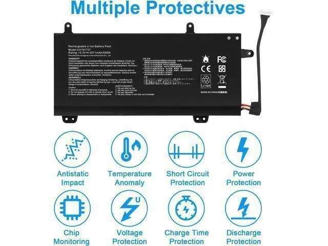 Alt view image 4 of 7 - C41N1727 Laptop Battery Replacement for Asus Zephyrus M GM501 GM501G GM501GM GM501GS ROG GU501 GU501G GU501GM GM501G-SEI006T GM501GS-EI015T GU501GM-BI7N8 GM501GM-EI005T GM501GS-EI003T 15.4V 55Wh