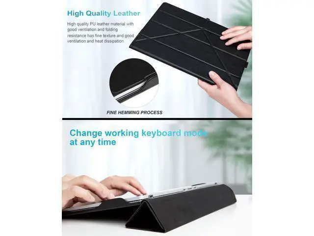Alt view image 3 of 7 - Case for 13.5 inch Microsoft Surface Book 3 / Surface Book 2 / Surface Book 1, Detachable PU Leather Protective Folio Protective Laptop Cover with Stand / Pencil Holder Black (only Protect The Screen)