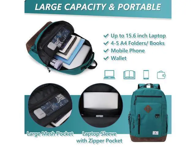 Alt view image 5 of 5 - Backpack for Men Women,Vonxury Water-resistant 15.6 Inch Laptop Bookbag for School Work Travel