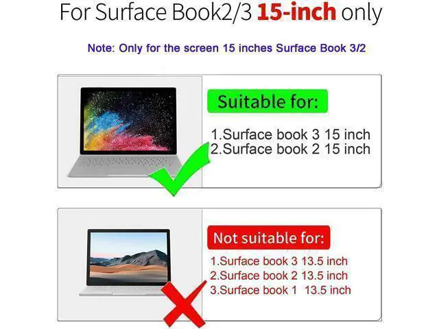 Alt view image 2 of 7 - Case for 15 inch Microsoft Surface Book 3 / Surface Book 2 / Surface Book 1, Detachable PU Leather Protective Folio Protective Laptop Cover with Kickstand / Pencil Holder Black