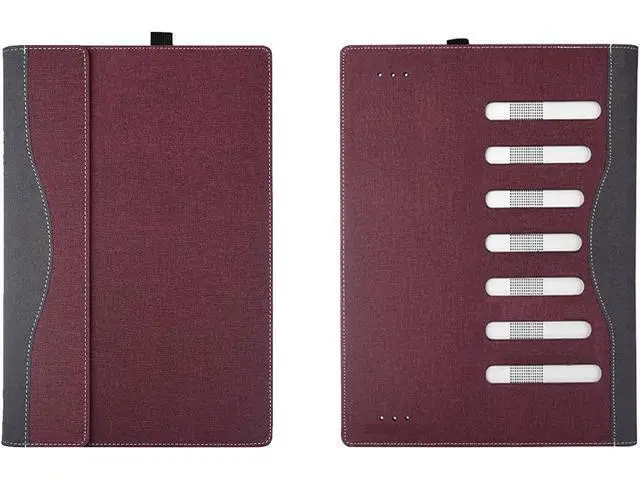 Alt view image 4 of 7 - BONAEVER Laptop Case for 15 inch Microsoft Surface Laptop 7 Windows PC with ARM CPU and AI-Powered Copilot+, PU Leather Folio Stand Laptop Protective Cover Wine Red