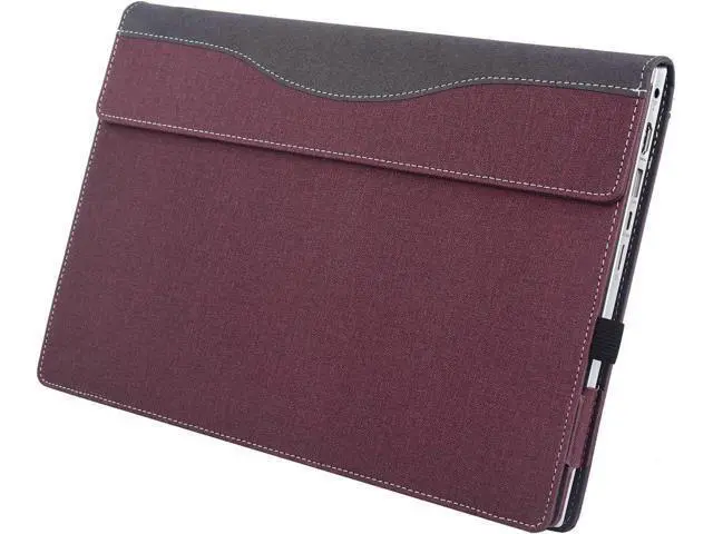 Alt view image 6 of 7 - BONAEVER Laptop Case for 15 inch Microsoft Surface Laptop 7 Windows PC with ARM CPU and AI-Powered Copilot+, PU Leather Folio Stand Laptop Protective Cover Wine Red