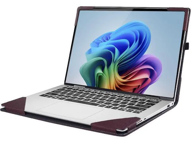 Alt view image 7 of 7 - BONAEVER Laptop Case for 15 inch Microsoft Surface Laptop 7 Windows PC with ARM CPU and AI-Powered Copilot+, PU Leather Folio Stand Laptop Protective Cover Wine Red