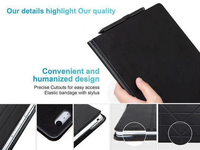 Alt view image 2 of 7 - Case for 13.5 inch Microsoft Surface Book 3 / Surface Book 2 / Surface Book 1, Detachable PU Leather Protective Folio Protective Laptop Cover with Stand / Pencil Holder Black (only Protect The Screen)