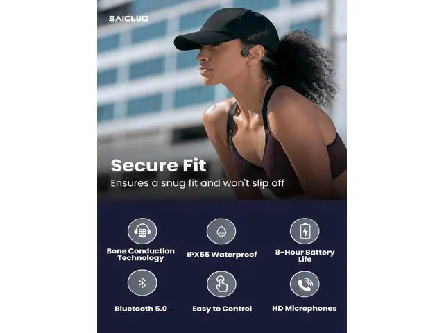 Alt view image 3 of 6 - 2024 Upgraded Bone Conduction Headphones Open-Ear Bluetooth Wireless Headset with Mic, 8H Battery