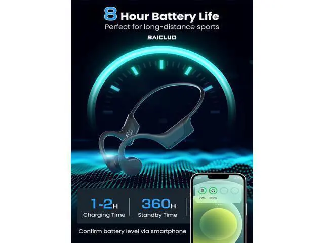 Alt view image 5 of 6 - 2024 Upgraded Bone Conduction Headphones Open-Ear Bluetooth Wireless Headset with Mic, 8H Battery
