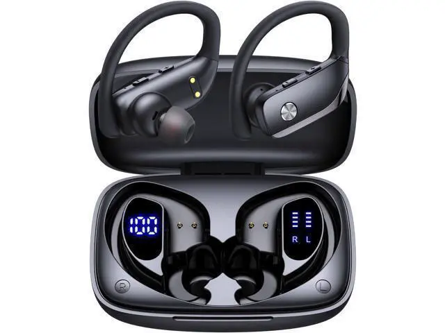 Main image of Wireless Earbuds Bluetooth Headphones Over Ear Hooks Ear Buds with 80H Playtime LED Power Display Dual Mic Clear Calls Sports Wireless Ear Buds Bluetooth Earbuds for Running Gym Workout Black