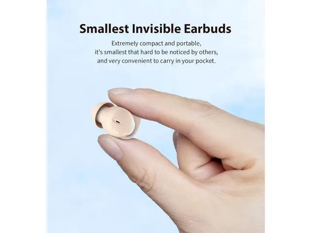 Alt view image 4 of 7 - Invisible Sleep Headphones Sleep Earbuds for Side Sleepers Small Comfortable Fit Noise Blocking Sleep Ear Buds Bluetooth 5.3 Wireless Earbuds in-Ear Ear Buds for Sleeping Working - Beige