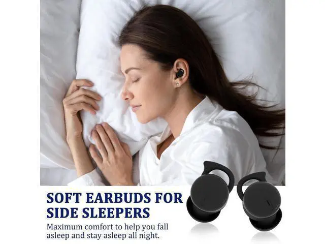 Alt view image 2 of 7 - Invisible Sleep Headphones Sleep Earbuds for Side Sleepers Small Comfortable Fit Noise Blocking Sleep Ear Buds Bluetooth 5.3 Wireless Earbuds in-Ear Ear Buds for Sleeping Working - Black