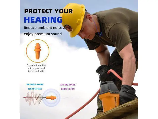 Alt view image 2 of 7 - Ear Plugs Bluetooth Headphones for Work Neckband Wireless Earbuds Noise Reduction in-Ear Earphones with Mic and Controls Waterproof Earbuds with 20 Hours Battery for Industrial Safety