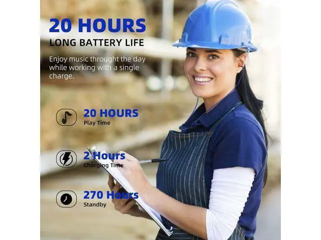 Alt view image 6 of 7 - Ear Plugs Bluetooth Headphones for Work Neckband Wireless Earbuds Noise Reduction in-Ear Earphones with Mic and Controls Waterproof Earbuds with 20 Hours Battery for Industrial Safety
