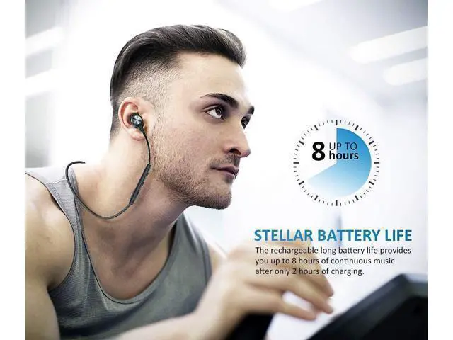 Alt view image 5 of 7 - Bluetooth Headphones, Running Headphones, Bluetooth 4.1 Magnetic Wireless Headphones Sweatproof Stereo Sports Headphones Noise Cancelling Wireless Earphones with Mic for Workout Gym