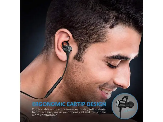 Alt view image 6 of 7 - Bluetooth Headphones, Running Headphones, Bluetooth 4.1 Magnetic Wireless Headphones Sweatproof Stereo Sports Headphones Noise Cancelling Wireless Earphones with Mic for Workout Gym