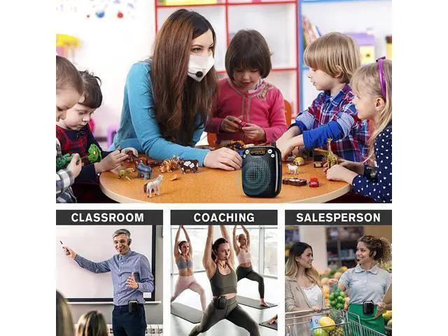 Alt view image 6 of 7 - BONAEVER Voice Amplifier with UHF Wireless Microphone Headset Support MP3 Play 10W 2000mAh Portable Wearable Rechargeable PA Systerm for Speaker Classroom Meetings Promotions Outdoors