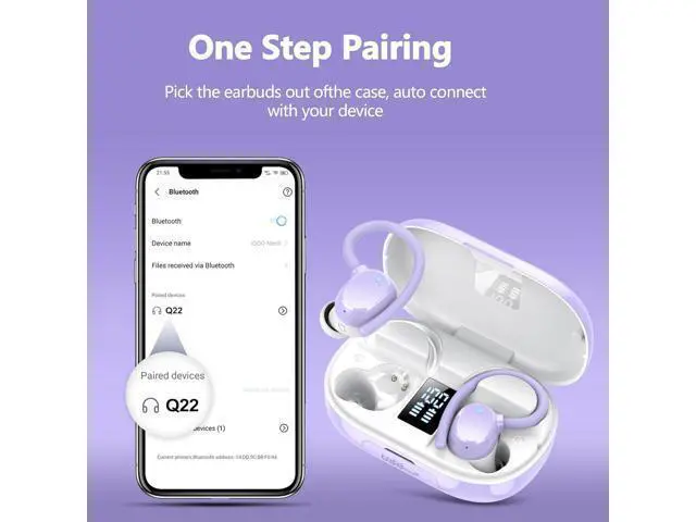 Alt view image 3 of 6 - Wireless Earbuds 128H Playback Bluetooth 5.3 Headphones Noise Cancelling Wireless Headphones with LED Battery Display Mics Clear Call IPX7 Waterproof Bluetooth Earbuds for Workout Sports/Exercise