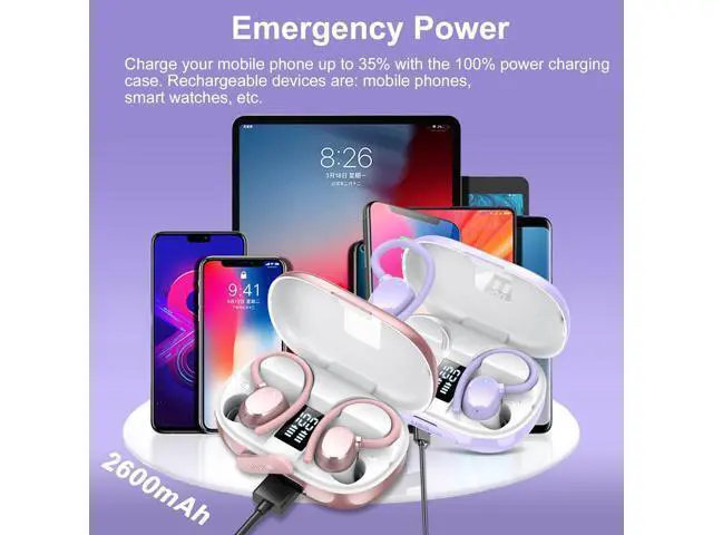 Alt view image 5 of 6 - Wireless Earbuds 128H Playback Bluetooth 5.3 Headphones Noise Cancelling Wireless Headphones with LED Battery Display Mics Clear Call IPX7 Waterproof Bluetooth Earbuds for Workout Sports/Exercise